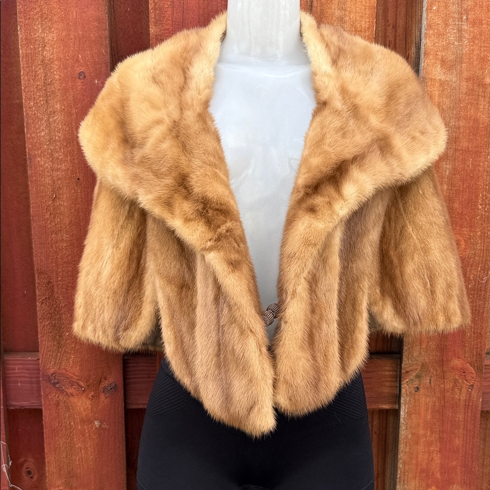 Jordan Marsh Beige Faux Fur Coat Vintage